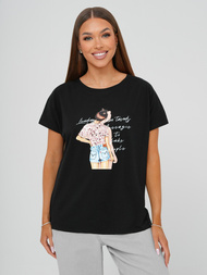 Camiseta de mujer negra OZONEE JS/95T2573/3