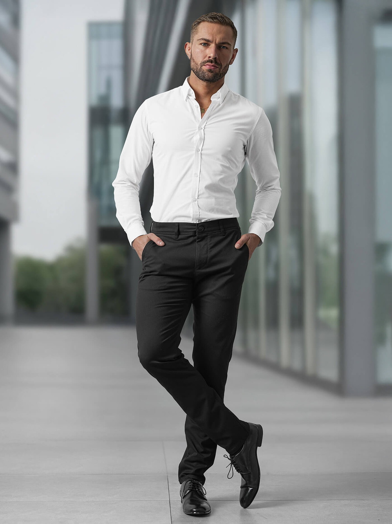 Pantalón chino de hombre negras OZONEE V/6545