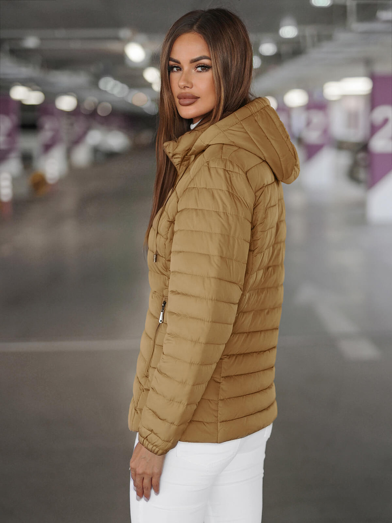 Chaqueta de mujer beige oscuro OZONEE JS/16M9103/84Z