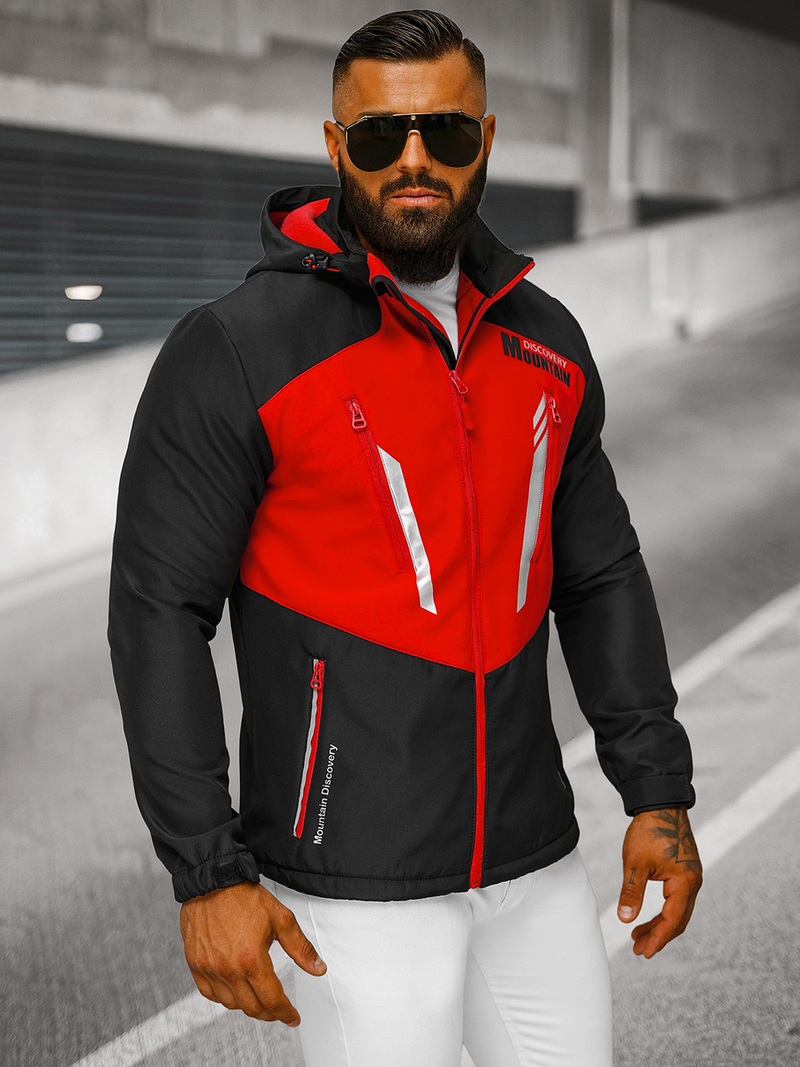 Chaqueta softshell de hombre negra-roja OZONEE JS/HH022/1C
