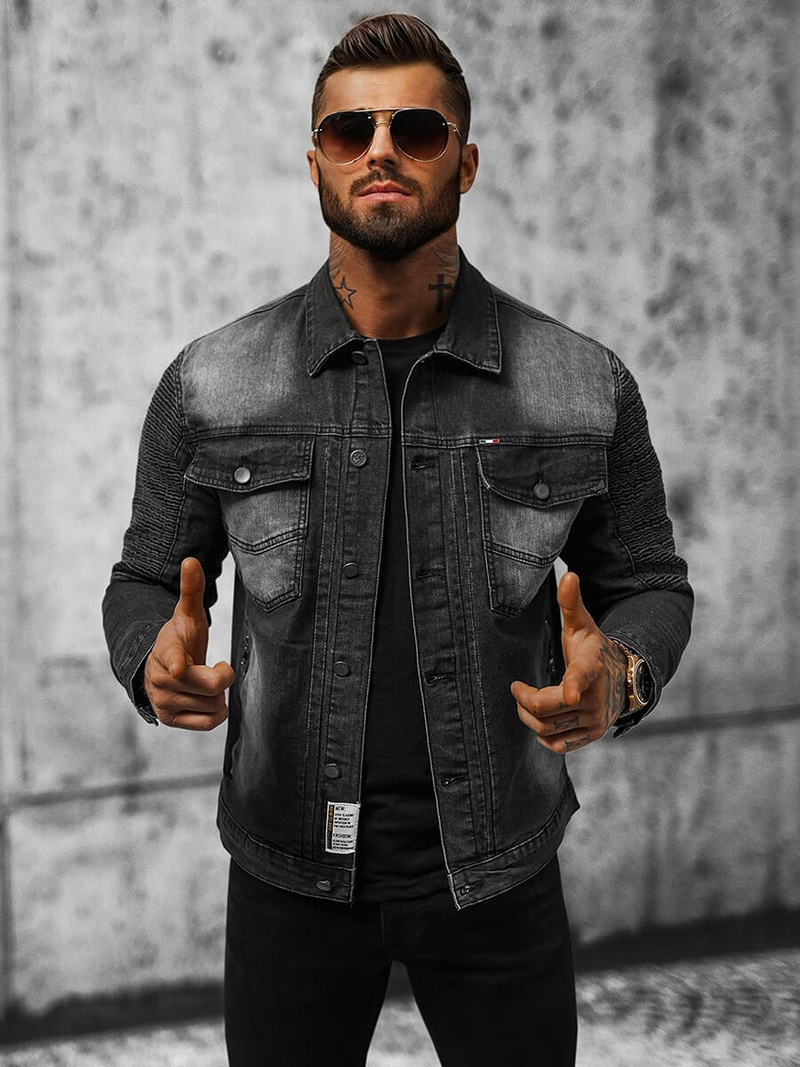 Chaqueta vaquera de hombre negra OZONEE NB/MJ521N