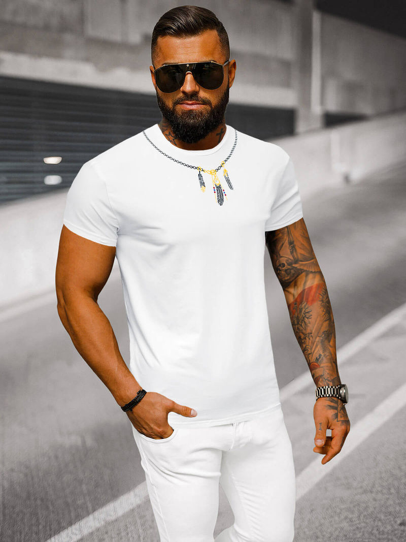 Camiseta de hombre blanco OZONEE NB/MT3051Z