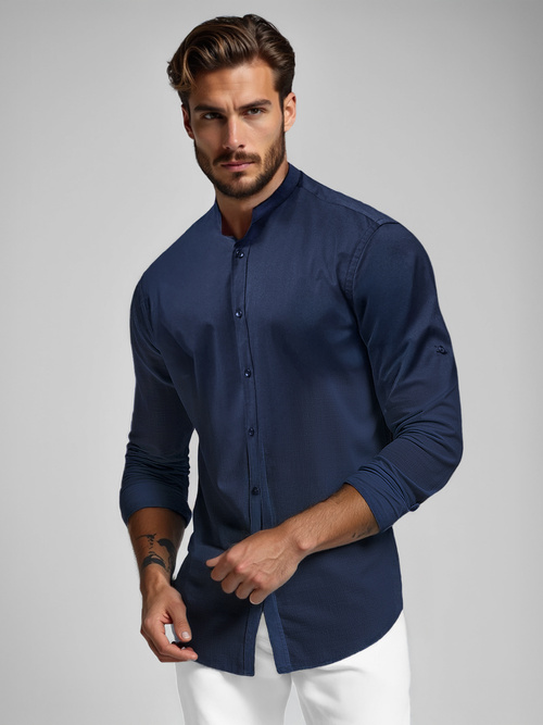Camisa de hombre azul marino OZONEE O/V69
