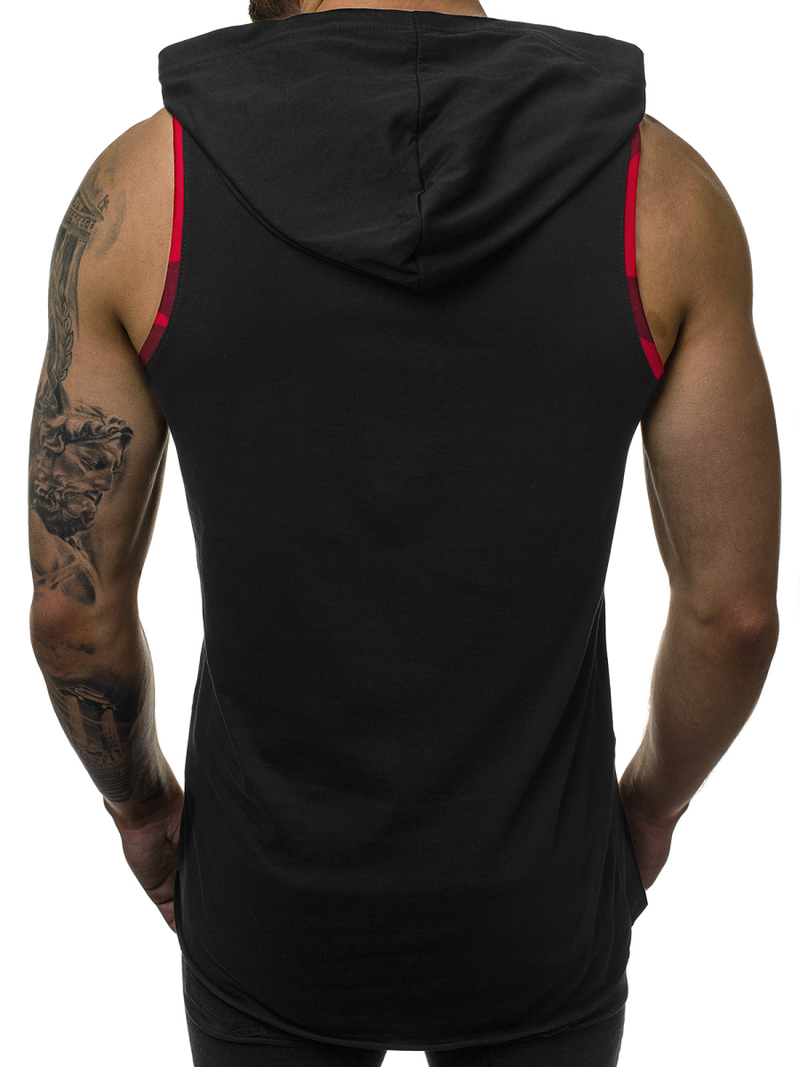 Camiseta sin mangas de hombre negro-roja OZONEE O/1254Z