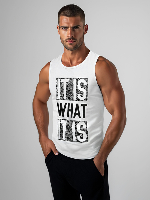 Camiseta sin mangas de hombre blanca OZONEE JS/8B1710/1