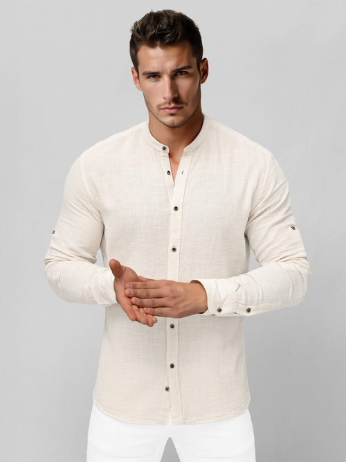 Camisa de hombre beige OZONEE O/V152