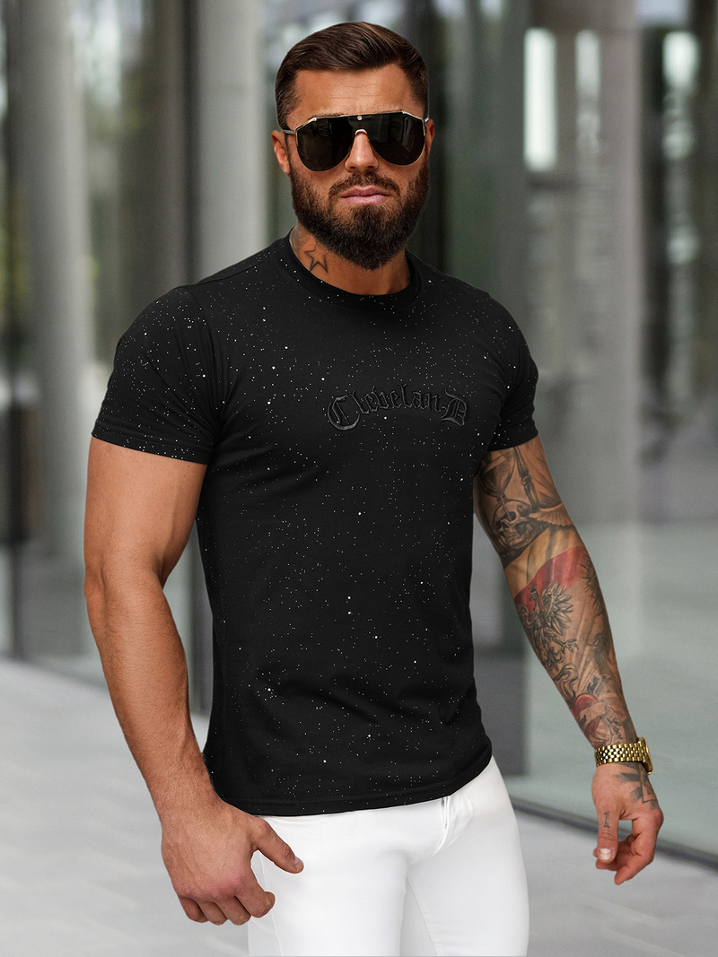 Camiseta de hombre negras OZONEE O/QQ1386