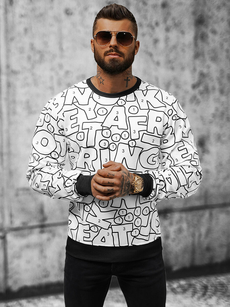 Sudadera de hombre blanca OZONEE JS/8B1136/1