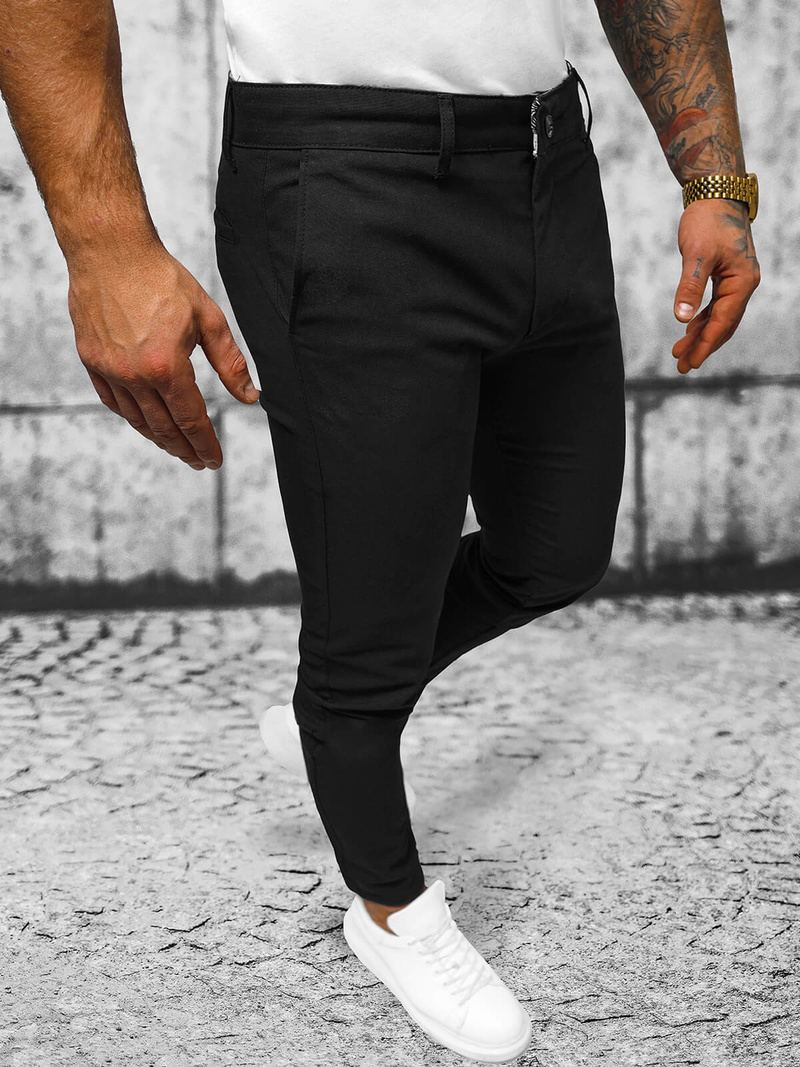 Pantalón chino de hombre negras OZONEE O/4000