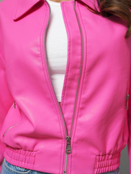 Chaqueta de cuero para mujer rosa OZONEE O/G116