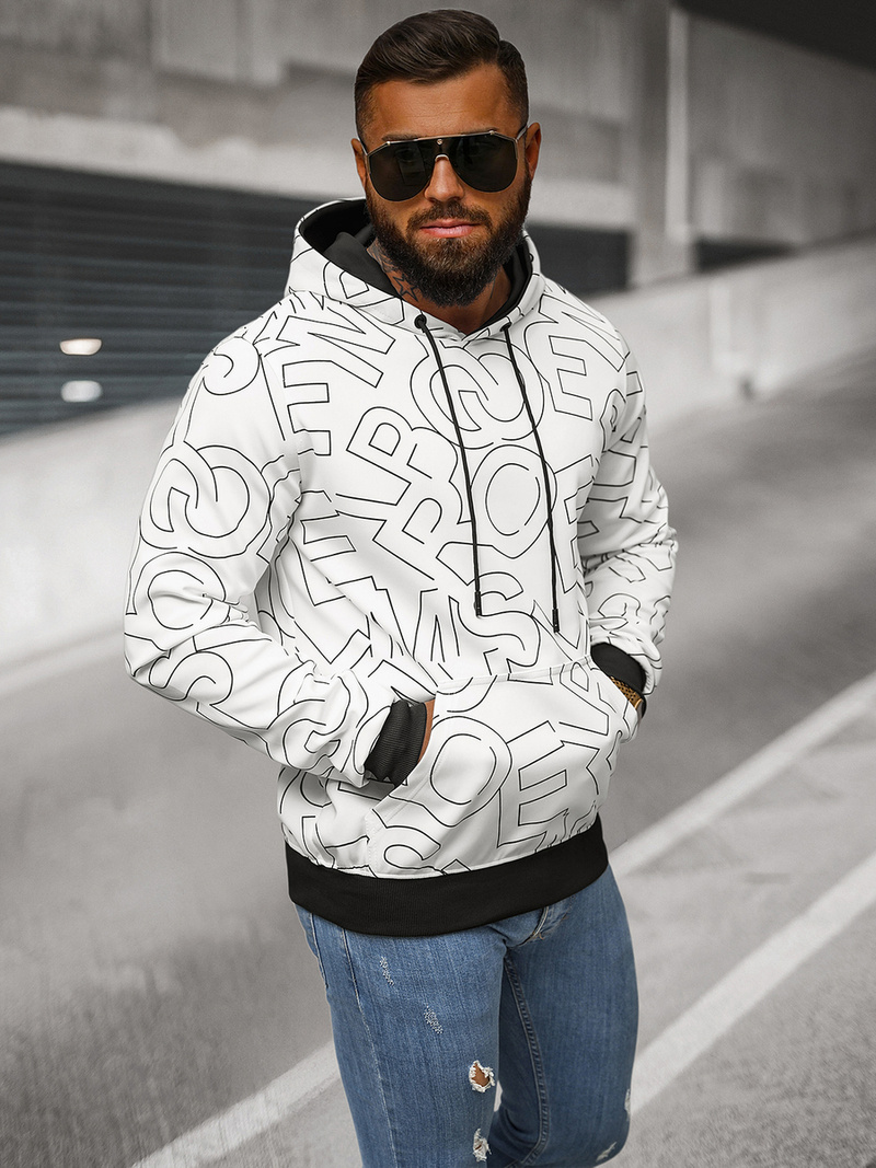Sudadera de hombre blanca OZONEE JS/8B1232/1