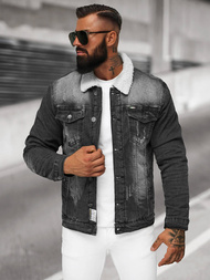 Chaqueta vaquera de hombre sherpa negra OZONEE NB/MJ513N