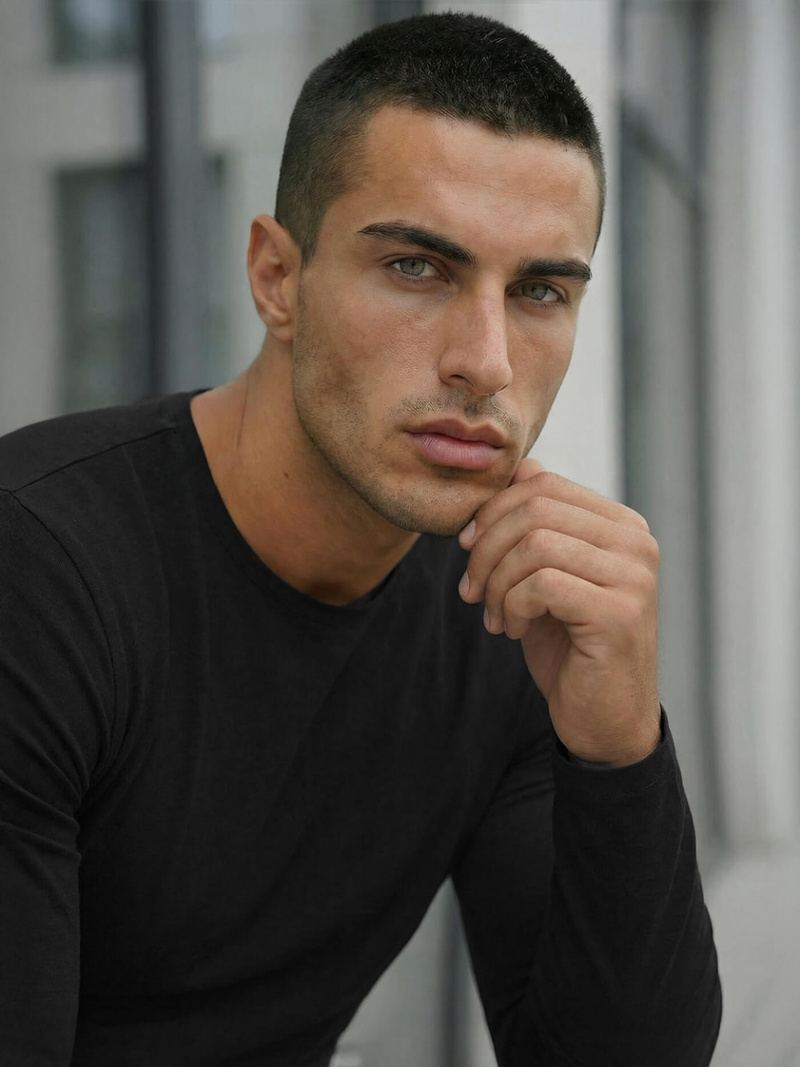 Camiseta de manga larga de hombre negra OZONEE JS/DB71/1