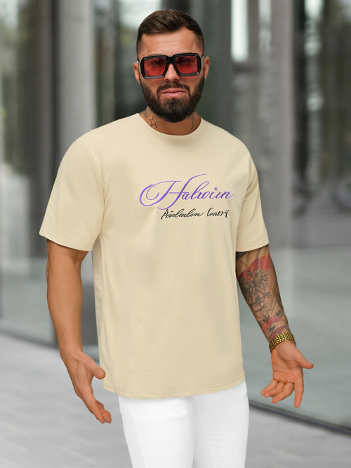 Camiseta de hombre beige OZONEE O/YN2/632