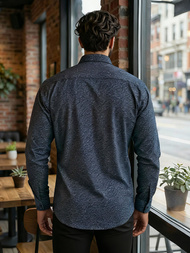 Camisa de hombre azul marino OZONEE V/V186Z