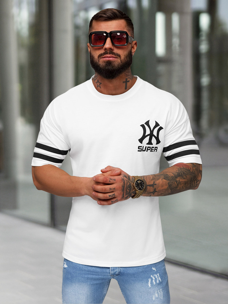 Camiseta de hombre blanco OZONEE JS/8B1372/1