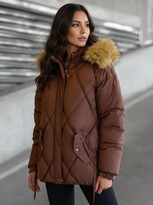 Chaqueta de mujer en chocolate OZONEE JS/5M3329/158Z