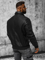 Chaqueta de cuero de hombre negra OZONEE JB/JP1178Z