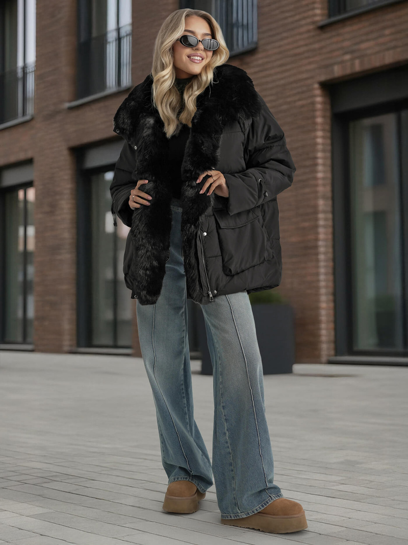 Chaqueta de mujer negra OZONEE JS/16M9185/392