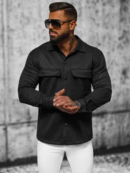 Camisa de hombre negra OZONEE O/GOM23039