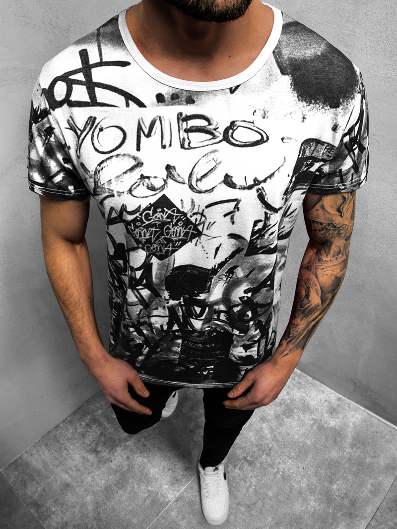 Camiseta de hombre blanca OZONEE JS/KS1987Z