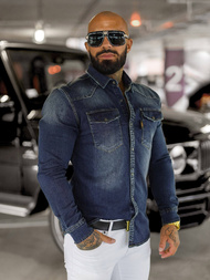 Camisa vaquera de hombre azul oscuro OZONEE O/51410