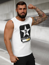 Camiseta sin mangas de hombre blanca OZONEE JS/8B1719/1Z