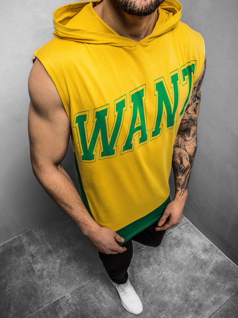 Camiseta sin mangas de hombre amarilla OZONEE B/60042Z