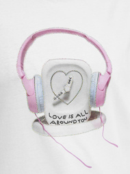 Camiseta de mujer blanco-rosa OZONEE DJ77806