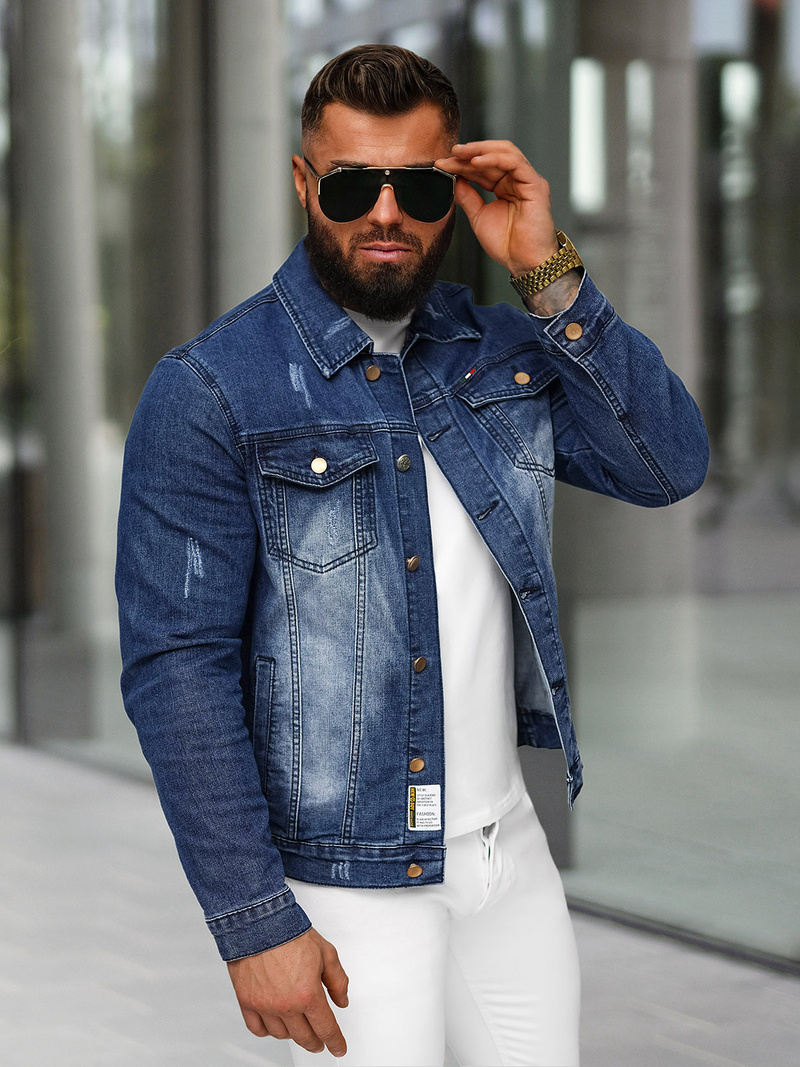 Chaqueta vaquera de hombre azul oscuro OZONEE NB/MJ525BSZ