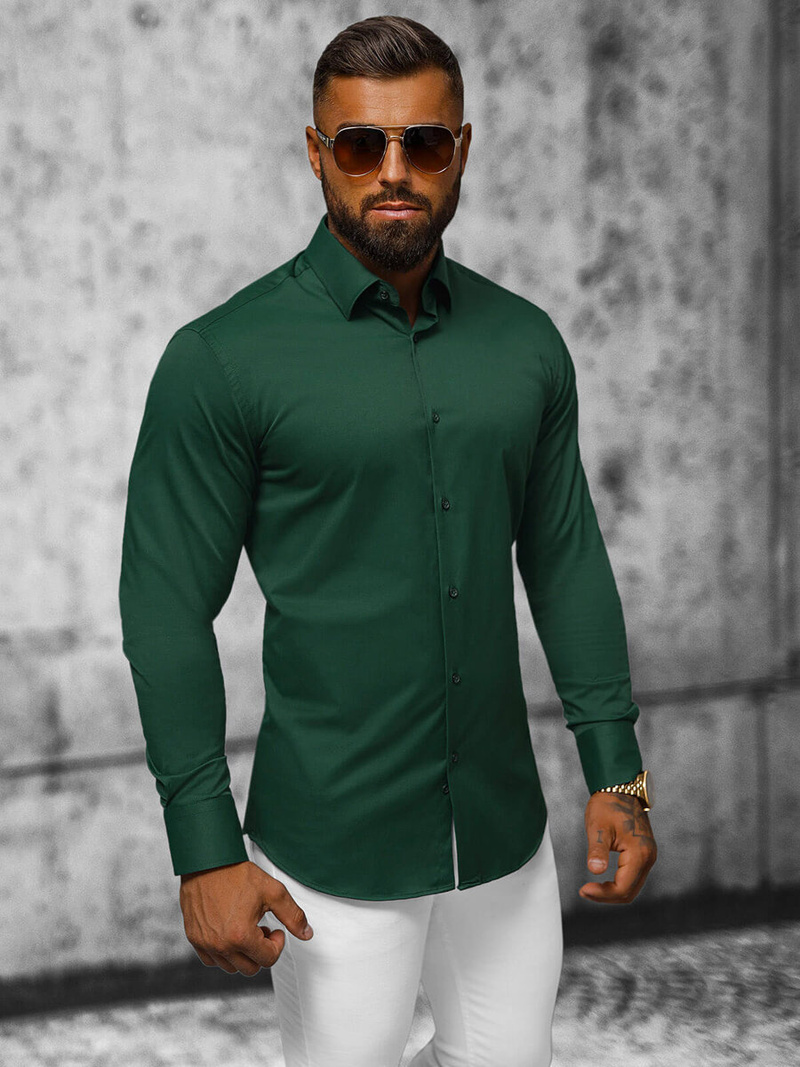 Camisa de hombre verde OZONEE O/V66