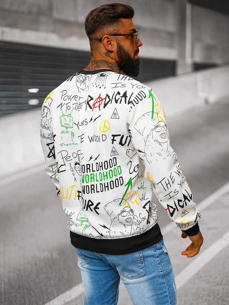 Sudadera de hombre blanca OZONEE JS/8B1228/1