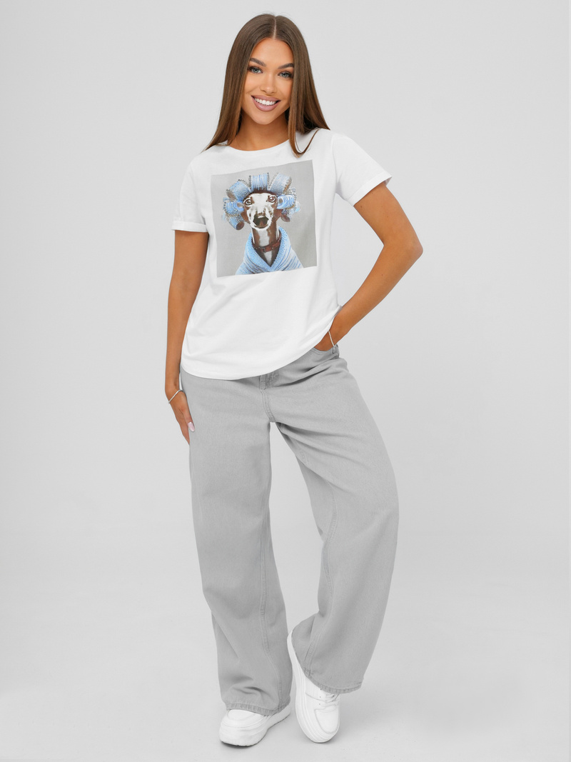 Camiseta de mujer blanco-gris OZONEE JS/YJ77726