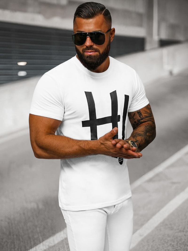 Camiseta de hombre blanca OZONEE O/T1261/1