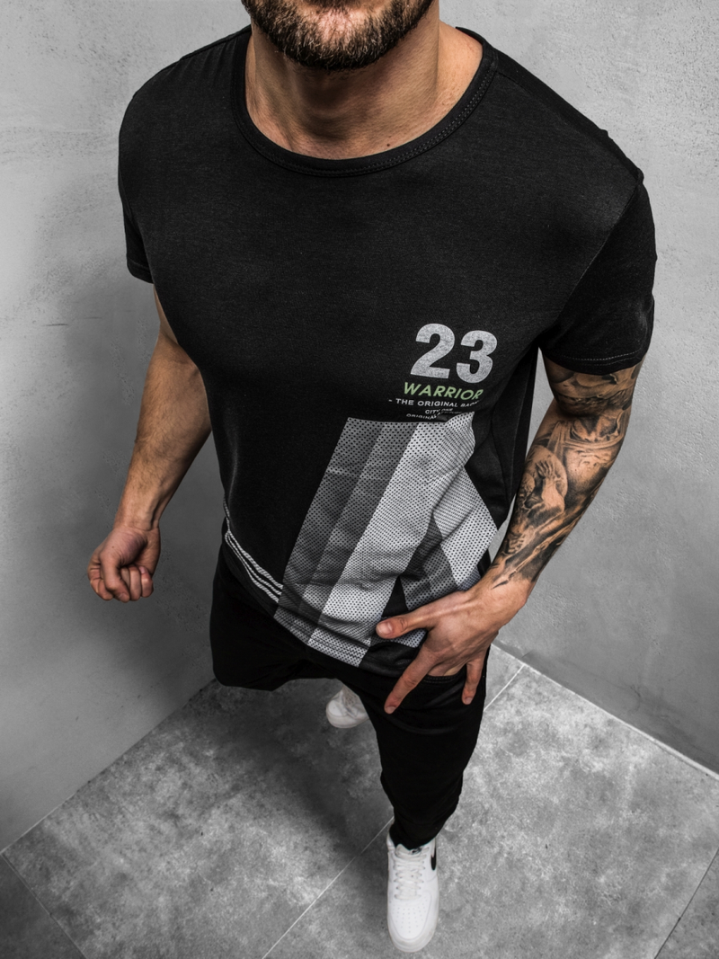Camiseta de hombre negra OZONEE JS/SS10932Z
