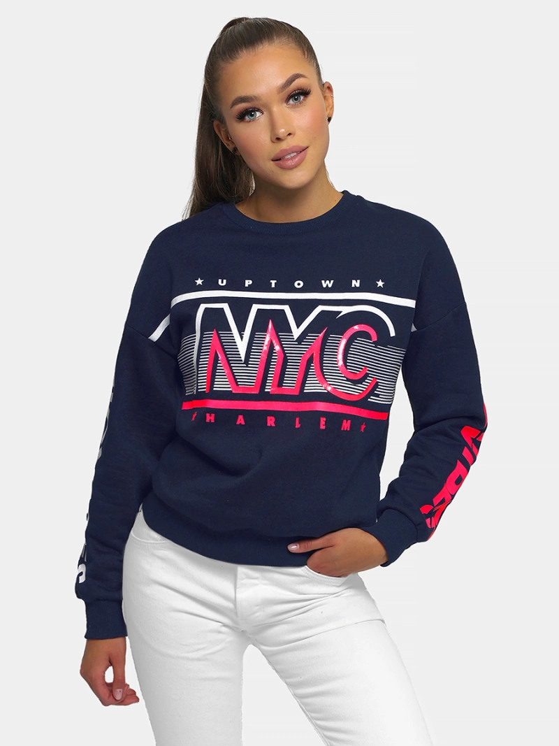 Sudadera de mujer azul marino OZONEE JS/B26008