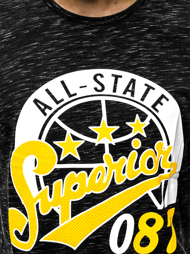 Camiseta de hombre negra OZONEE JS/KS2043Z