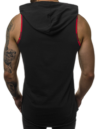 Camiseta sin mangas de hombre negro-roja OZONEE O/1254Z
