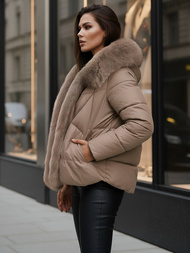 Chaqueta de mujer beige oscuro OZONEE O/16M9179/84