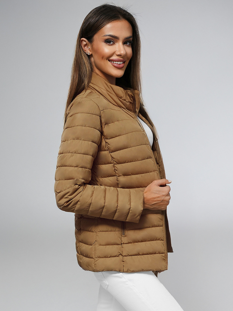 Chaqueta de mujer beige oscuro OZONEE JS/16M9109/84