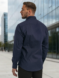 Camisa de hombre azul marino OZONEE V/V183