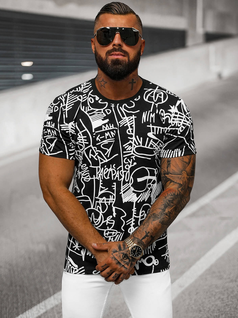 Camiseta de hombre negra OZONEE O/T1269/3