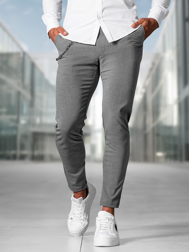 Pantalón chino de hombre gris oscuro OZONEE DJ/3300Z