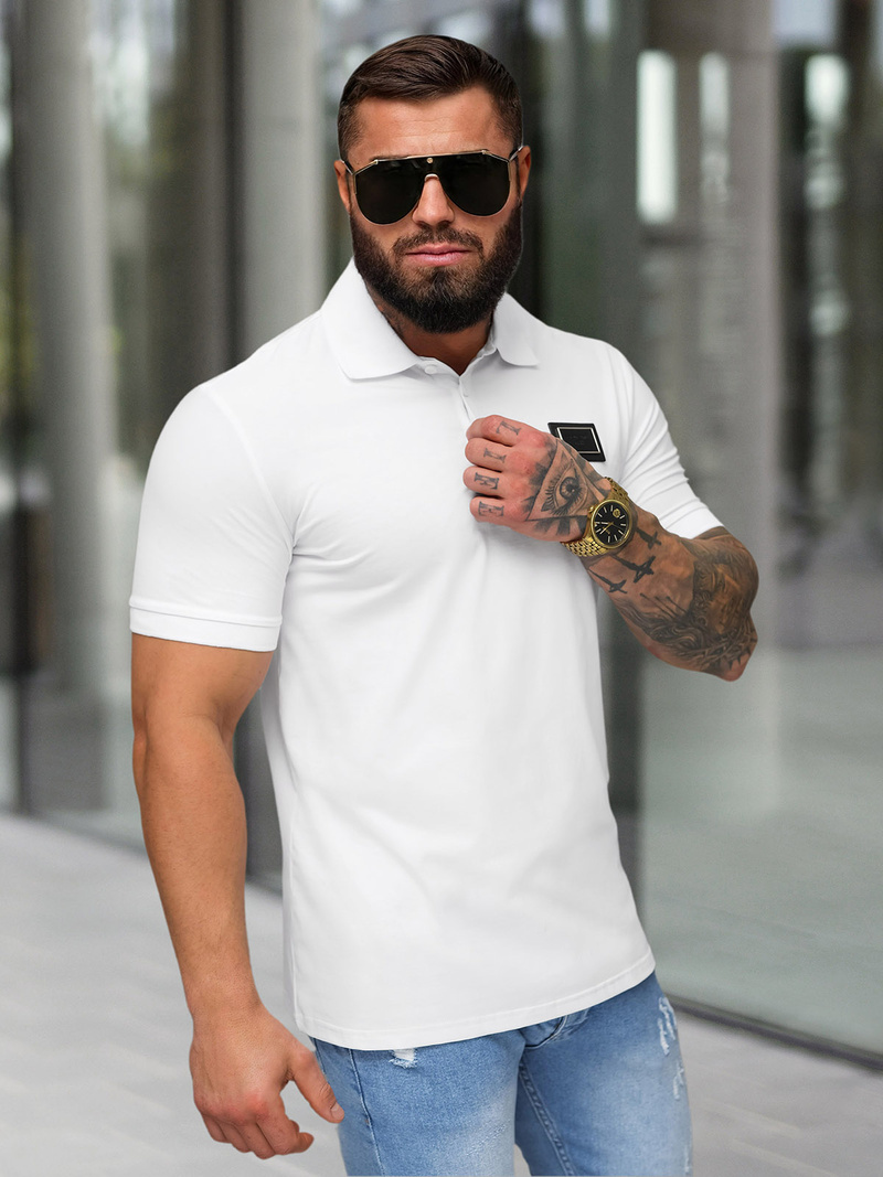 Polo de hombre blanca OZONEE NB/MT3124