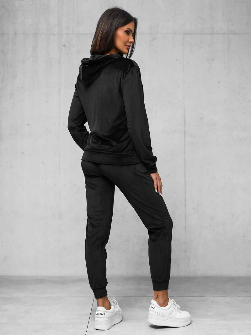 Chándal velour de mujer de negro OZONEE JS/35C1612/3