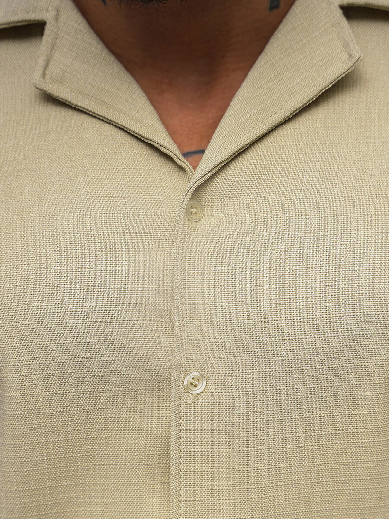 Camisa de hombre con manga corta beige OZONEE O/Y971T
