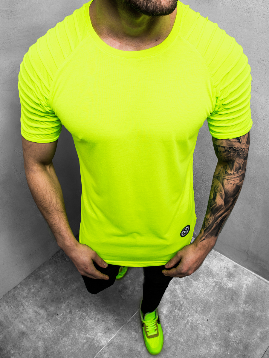 Camiseta de hombre amarillo-neon OZONEE O/1256XZ