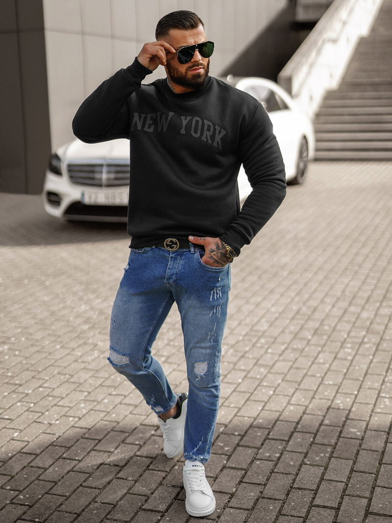 Sudadera de hombre negra OZONEE JS/8B1362/3