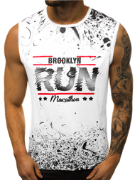 Camiseta sin mangas de hombre blanco OZONEE JS/KS2075