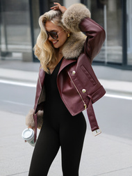 Chaqueta de cuero para mujer burdeos OZONEE JS/61M8512/6